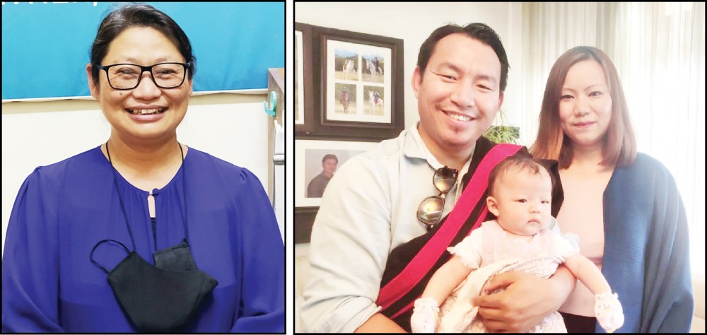 (Left) Dr. S. Amenla Walling (Right) Visevono Terhüja Shupao with her husband & 5-month-old daughter.